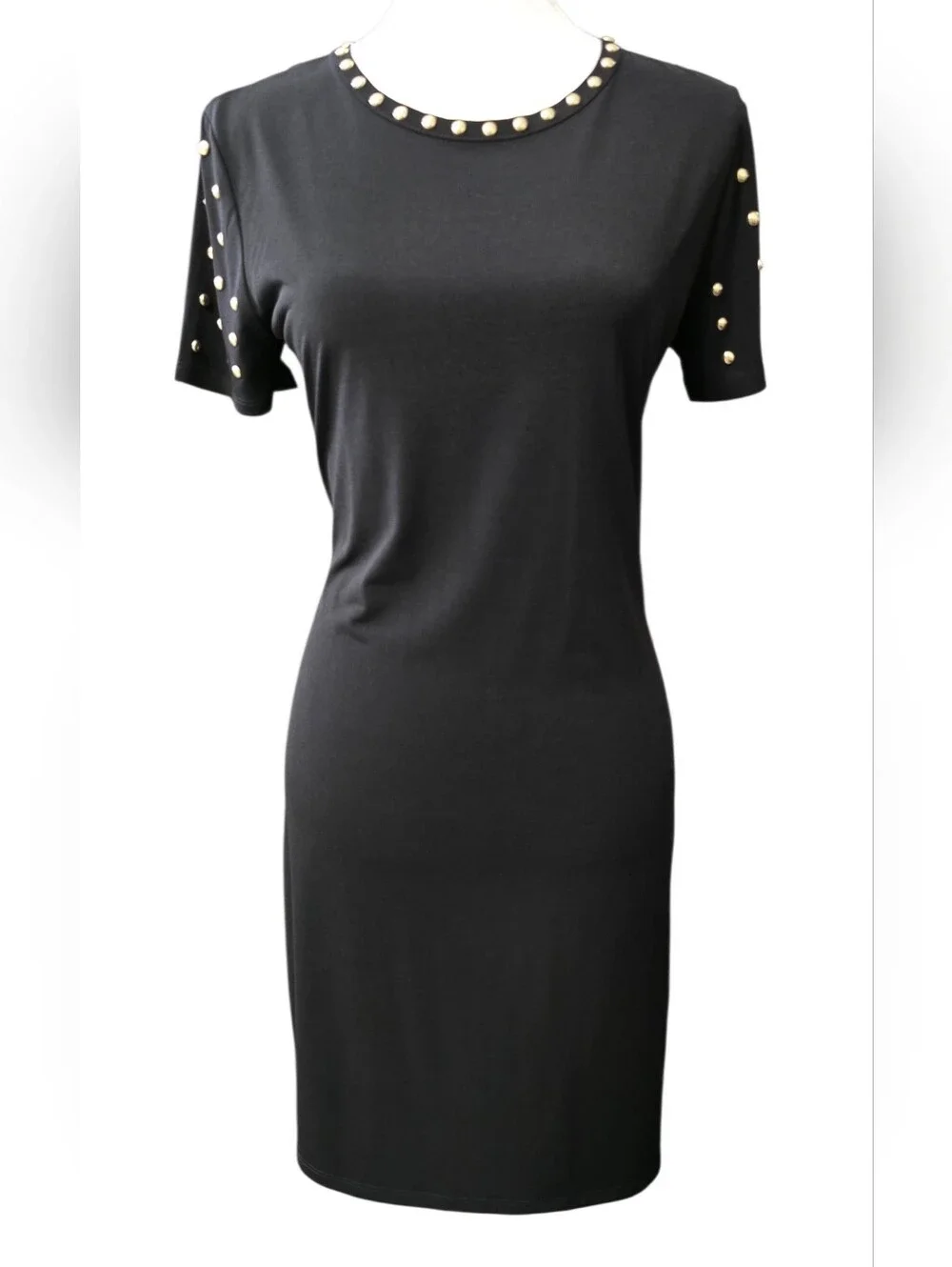 Michael Kors Black Studded Short-Sleeve Bodycon Dress